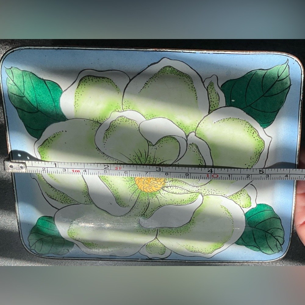 Magnolia 🌿 Asian Cloisonné Beautiful Enamel Trinket Box - Picture 10 of 14